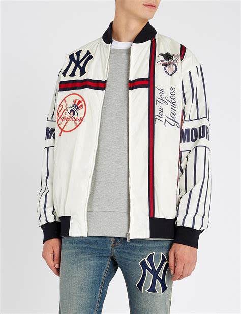 gucci new york yankees jacket|Gucci new Yankees slip on.